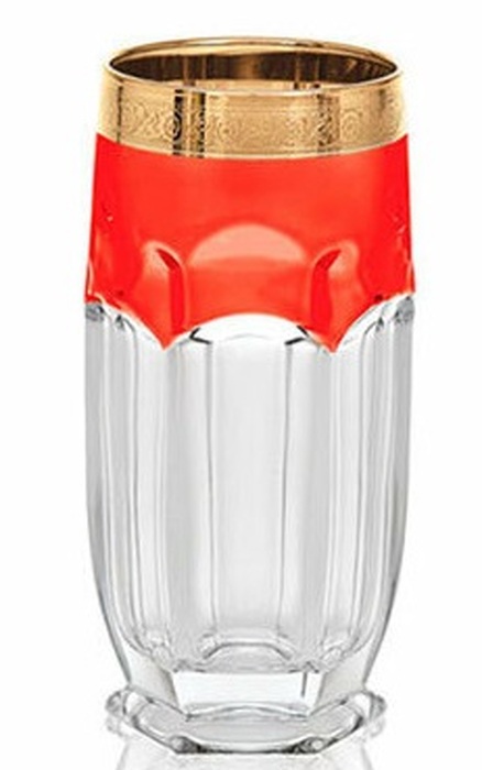 Water set (transparent with gold decor and red trim)